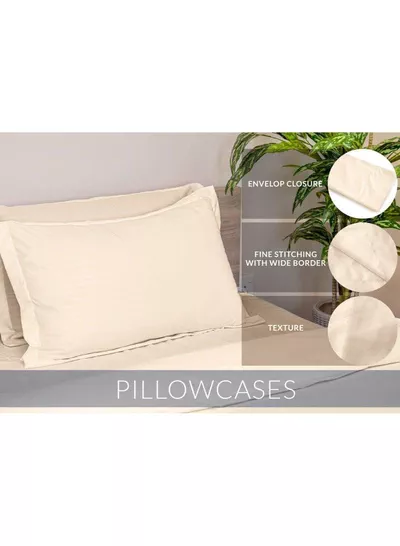 6-Piece Premium King Size Bedding Set, Cream Striped Design and High Quality Microfiber Hotel Luxury Bedsheet Soft Quilt Cover and Pillowcases-3