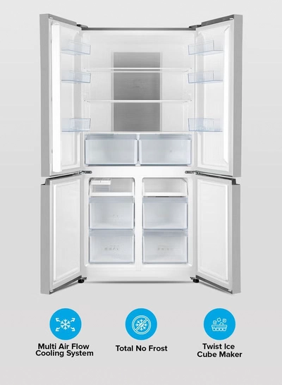 GEEPAS 600L Gross/ 429L Net Capacity| No Frost Multi Door Refrigerator Freezer | Freezer or Fridge Conversion| Multi-Airflow with Interior Light and Unbreakable Glass Shelves| Large Space and Inverter Compressor with Smart Cooling| LED Digital Control GRFM6954XHN 180 W GRFM6954XHN Metallic Grey-5