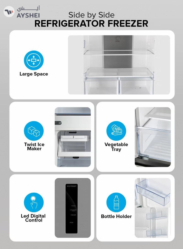 GEEPAS 600L Gross/ 429L Net Capacity| No Frost Multi Door Refrigerator Freezer | Freezer or Fridge Conversion| Multi-Airflow with Interior Light and Unbreakable Glass Shelves| Large Space and Inverter Compressor with Smart Cooling| LED Digital Control GRFM6954XHN 180 W GRFM6954XHN Metallic Grey