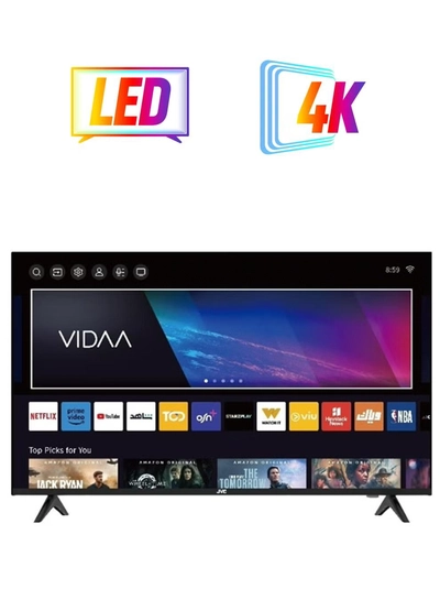 JVC 50-Inch Edgeless 4K UHD Smart TV - 2024 New Model With Voice Air Mouse, Bluetooth And Dolby Audio LT-50N7105V Black-0