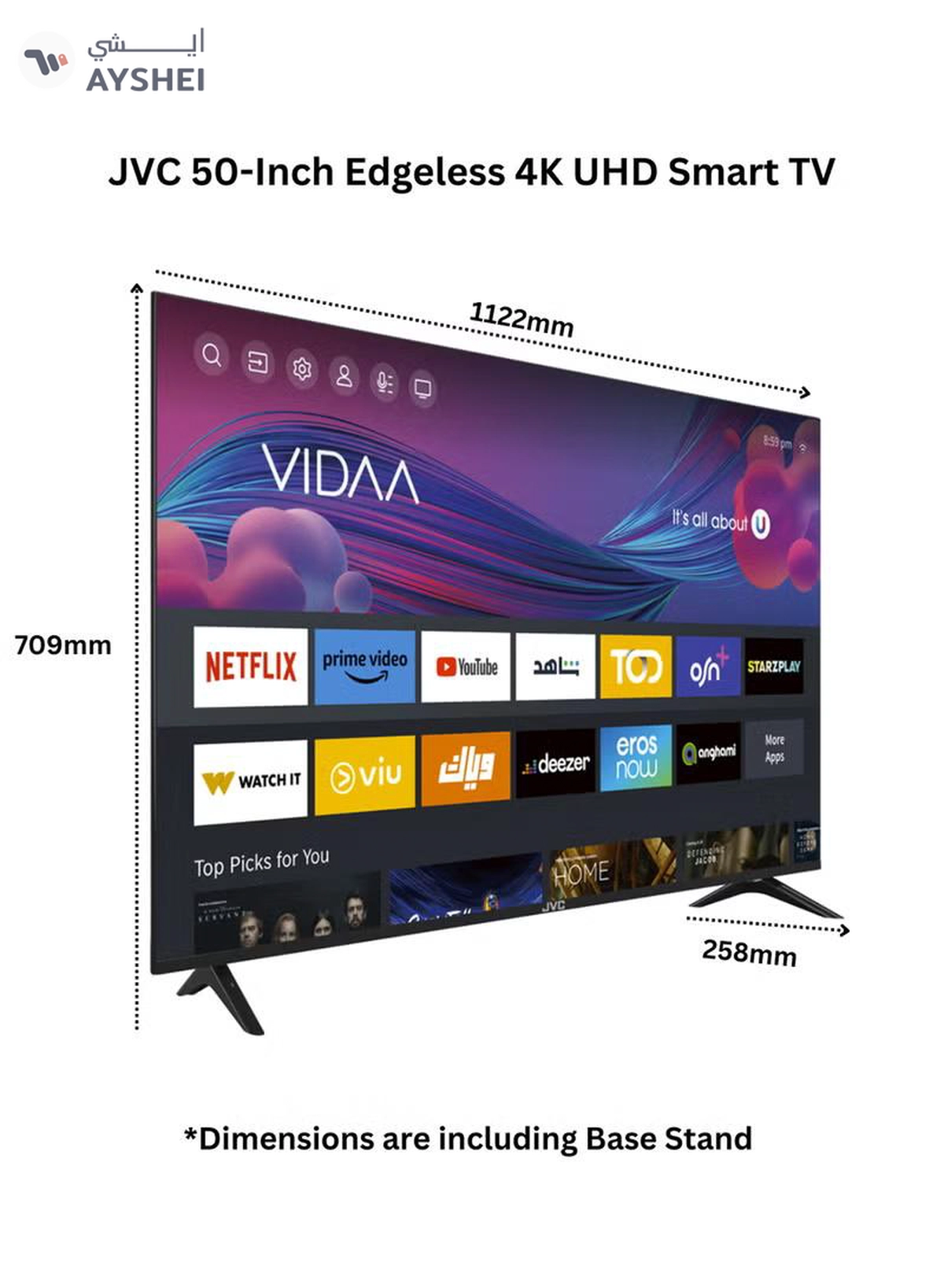 JVC 50-Inch Edgeless 4K UHD Smart TV - 2024 New Model With Voice Air Mouse, Bluetooth And Dolby Audio LT-50N7105V Black-4-4