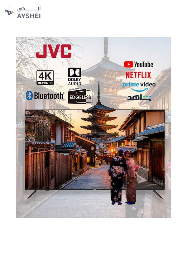 JVC 50-Inch Edgeless 4K UHD Smart TV - 2024 New Model With Voice Air Mouse, Bluetooth And Dolby Audio LT-50N7105V Black