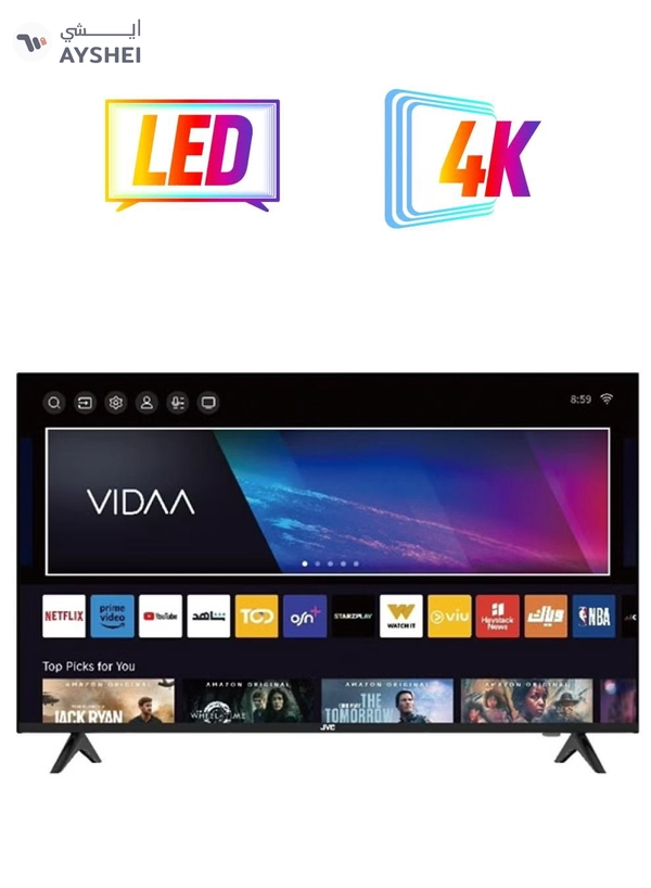JVC 50-Inch Edgeless 4K UHD Smart TV - 2024 New Model With Voice Air Mouse, Bluetooth And Dolby Audio LT-50N7105V Black