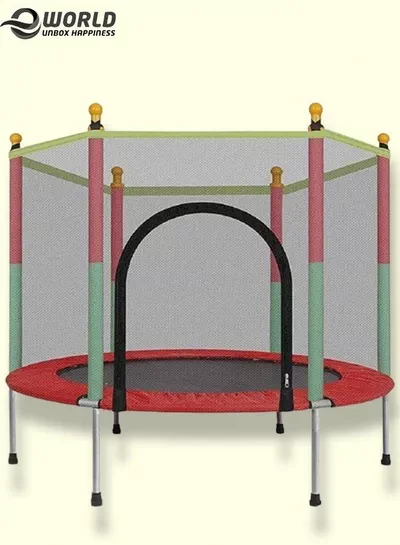 Indoor Mini Trampoline with Durable Jumping Mat Safety Enclosure Net and Foam Rod-0