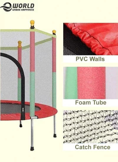 Indoor Mini Trampoline with Durable Jumping Mat Safety Enclosure Net and Foam Rod-2