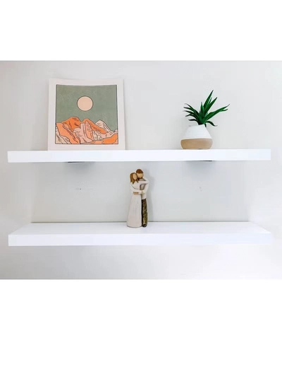 DubaiGallery Floating Wall Mounted Shelves, Set of 2 Display Ledge Storage Shelves Bedroom Office Kitchen Living Room, Modern Home Decor, Trophy Display, Photo Frames-0