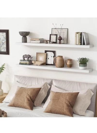 DubaiGallery Floating Wall Mounted Shelves, Set of 2 Display Ledge Storage Shelves Bedroom Office Kitchen Living Room, Modern Home Decor, Trophy Display, Photo Frames-3