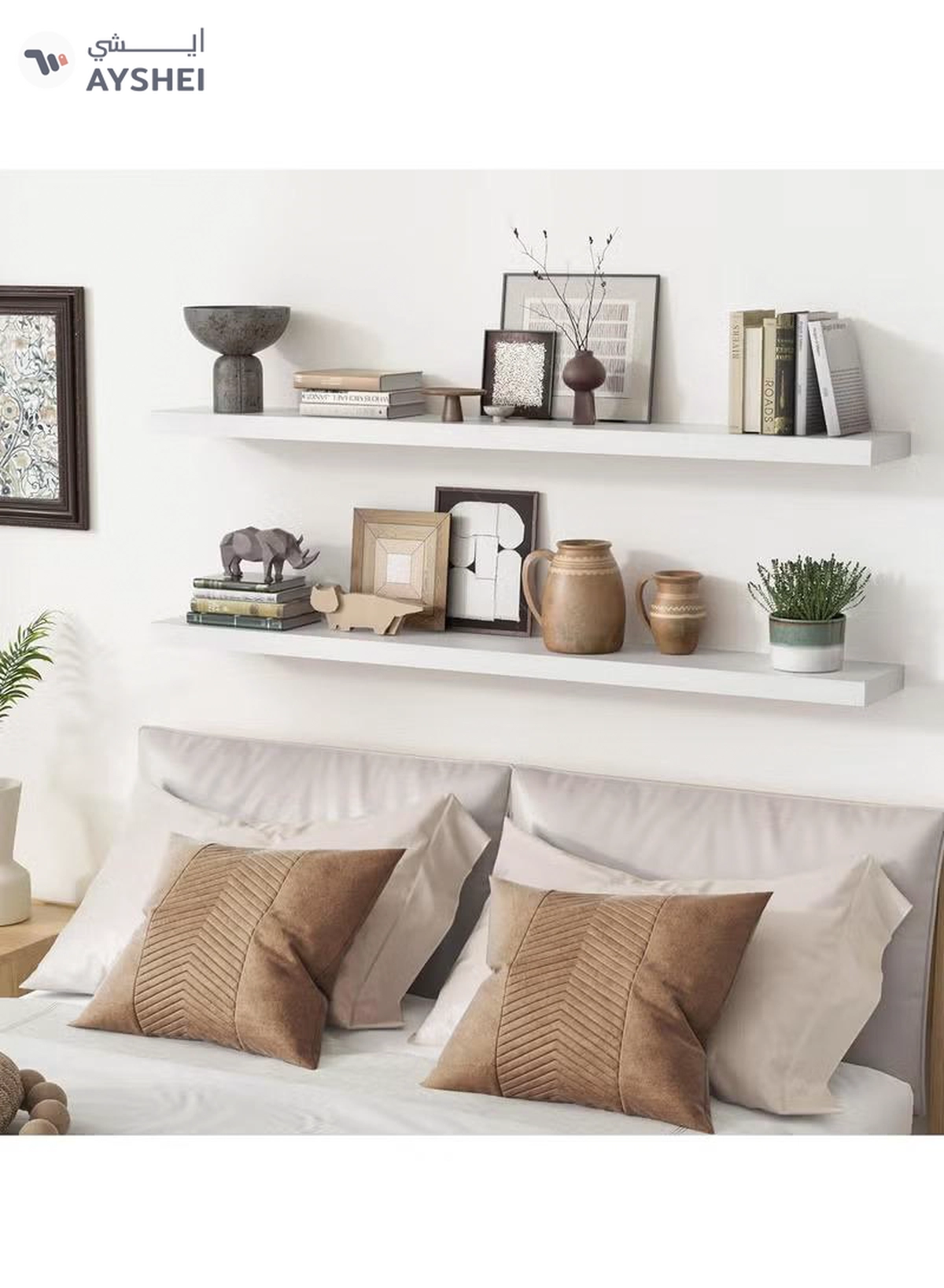 DubaiGallery Floating Wall Mounted Shelves, Set of 2 Display Ledge Storage Shelves Bedroom Office Kitchen Living Room, Modern Home Decor, Trophy Display, Photo Frames-3-3