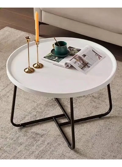 DubaiGallery Round Nesting Coffee Table Set of 2 Stacking Coffee Table Living Room Round Nested End Table Side Table Look Density board Sofa Side Nest of Tables Metal Frame Home Decor Sets-1