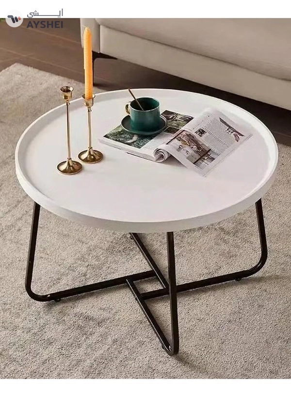 DubaiGallery Round Nesting Coffee Table Set of 2 Stacking Coffee Table Living Room Round Nested End Table Side Table Look Density board Sofa Side Nest of Tables Metal Frame Home Decor Sets