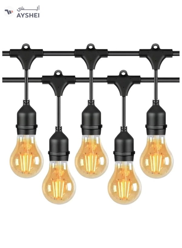 Yuwell Outdoor Waterproof IP65 Led String Lights E27 Holder 50 Meter Bulb Holder Wire With 100 Bulbs 4W G45 Amber With EU Plug Solar Bulb Holder For Ramadan Decoration Lights And Outdoor Decoration Light Hanging Light String Wire Ramadan Light For Commercial Patio Garden & Porch Yard