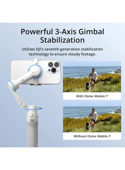 dji Osmo Mobile 7 Gimbal Stabilizer for iPhone, Android, Built-in Tripod, Ultra-Light, Comfortable Grip, 3-Axis Phone Gimbal, ActiveTrack 7.0, ShotGuides, One-Tap Edit, 10hrs Use, Phone Charging Grey-4