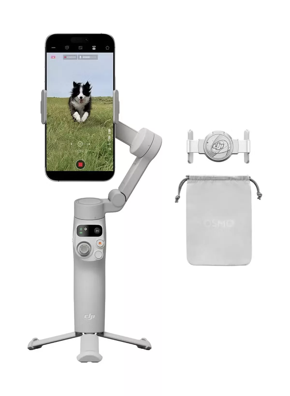 dji Osmo Mobile 7 Gimbal Stabilizer for iPhone, Android, Built-in Tripod, Ultra-Light, Comfortable Grip, 3-Axis Phone Gimbal, ActiveTrack 7.0, ShotGuides, One-Tap Edit, 10hrs Use, Phone Charging Grey
