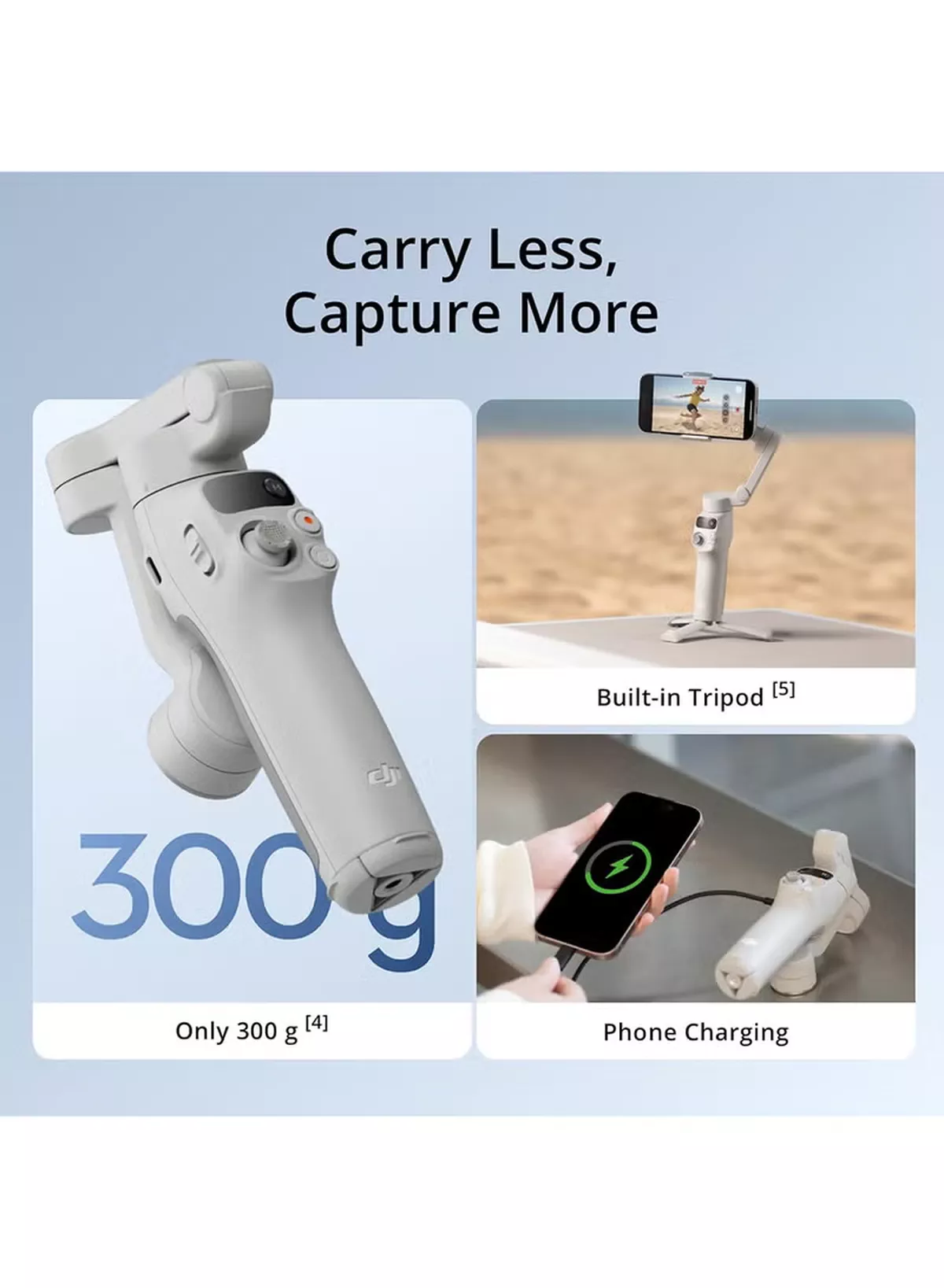 dji Osmo Mobile 7 Gimbal Stabilizer for iPhone, Android, Built-in Tripod, Ultra-Light, Comfortable Grip, 3-Axis Phone Gimbal, ActiveTrack 7.0, ShotGuides, One-Tap Edit, 10hrs Use, Phone Charging Grey-3-3