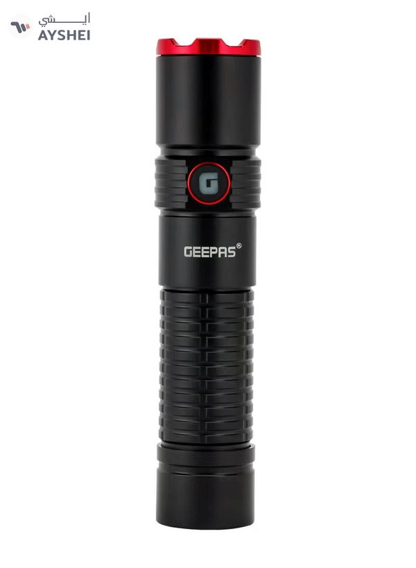 GEEPAS Pocket Size Rechargeable Led Flashlight 20 W| Type C Charging, Waterproof IPX5 |Aircraft Aluminum Body, 4000 mAH High Capacity Lithium Battery | GFL51065