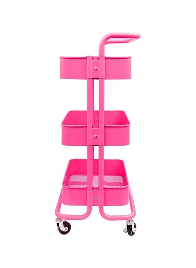 Roman Gifts 3 Tier Trolley Storage Cart With Wheels Pink 43.5x33x87cm-0