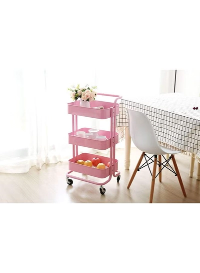 Roman Gifts 3 Tier Trolley Storage Cart With Wheels Pink 43.5x33x87cm-5