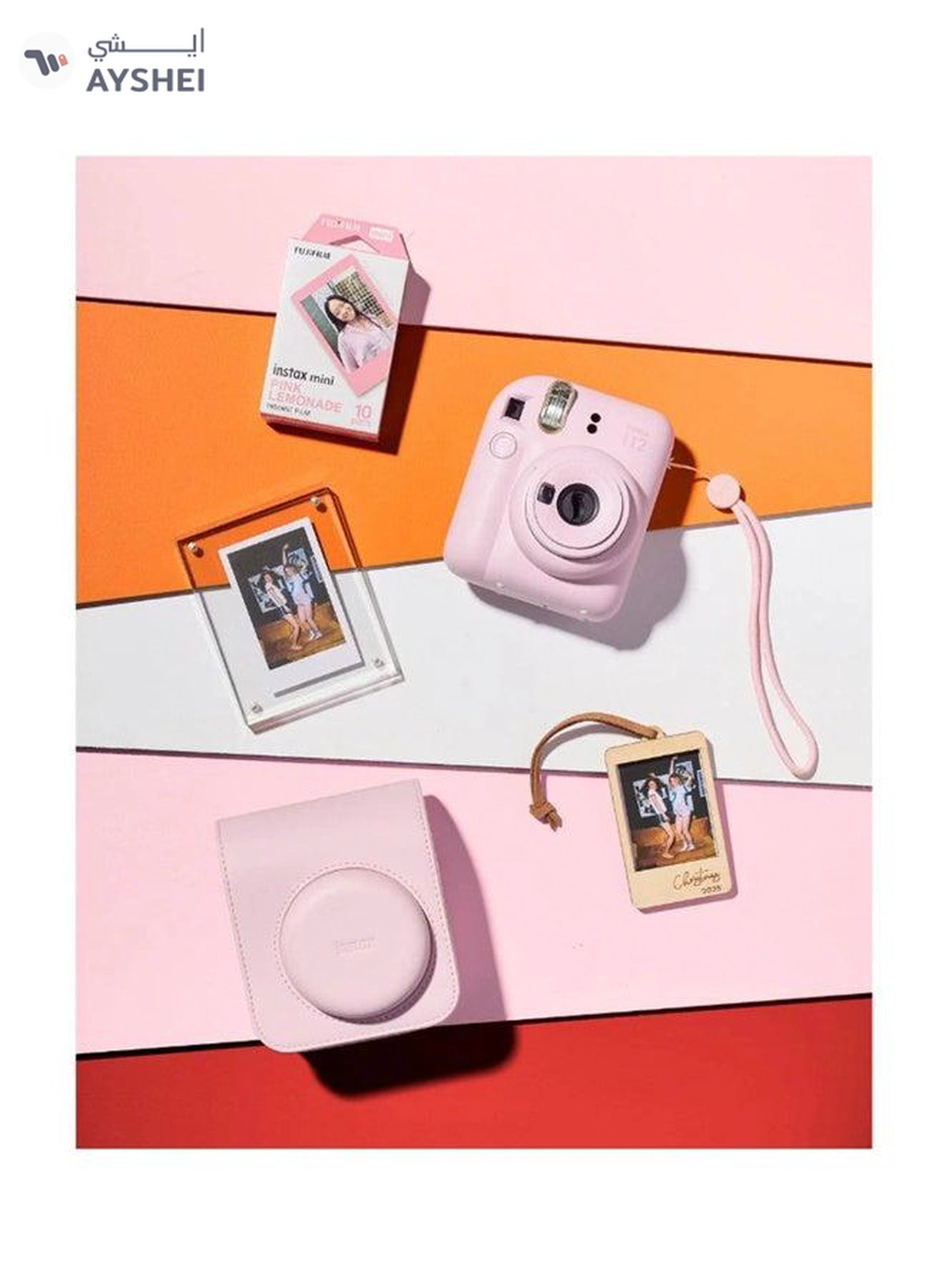 Fujifilm Instax Mini12 Instant Camera Kit (Blossom Pink) Mini12 Camera case Pink-1-1
