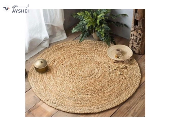 Raymond Jute Braided Boho Area Rug, Natural Hand Woven