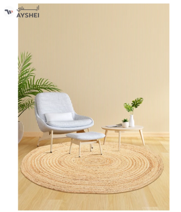 Raymond Jute Braided Boho Area Rug, Natural Hand Woven