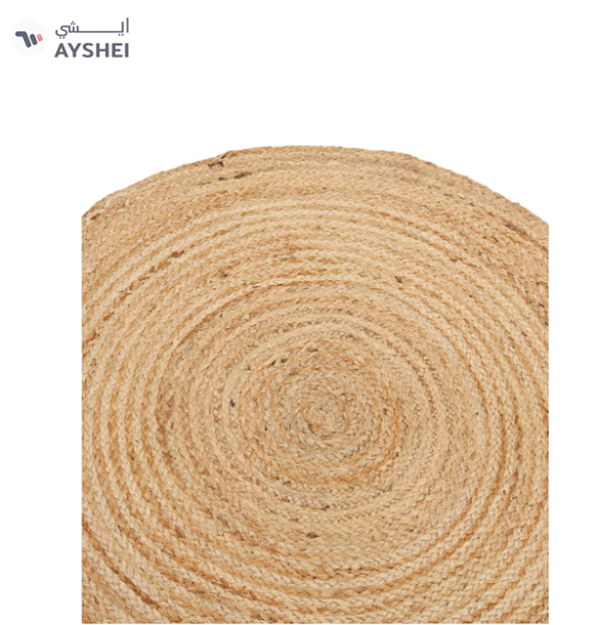 Raymond Jute Braided Boho Area Rug, Natural Hand Woven-3-3