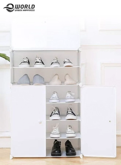 Eworld 3-Tier Stylish Plastic Shoe Organizer Rack for Entryway Hallway Storage Furniture -2