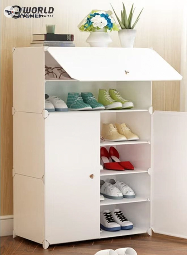 Eworld 3-Tier Stylish Plastic Shoe Organizer Rack for Entryway Hallway Storage Furniture