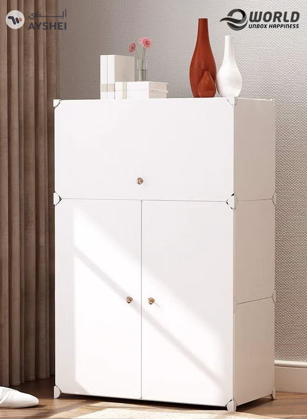 Eworld 3-Tier Stylish Plastic Shoe Organizer Rack for Entryway Hallway Storage Furniture -1-1