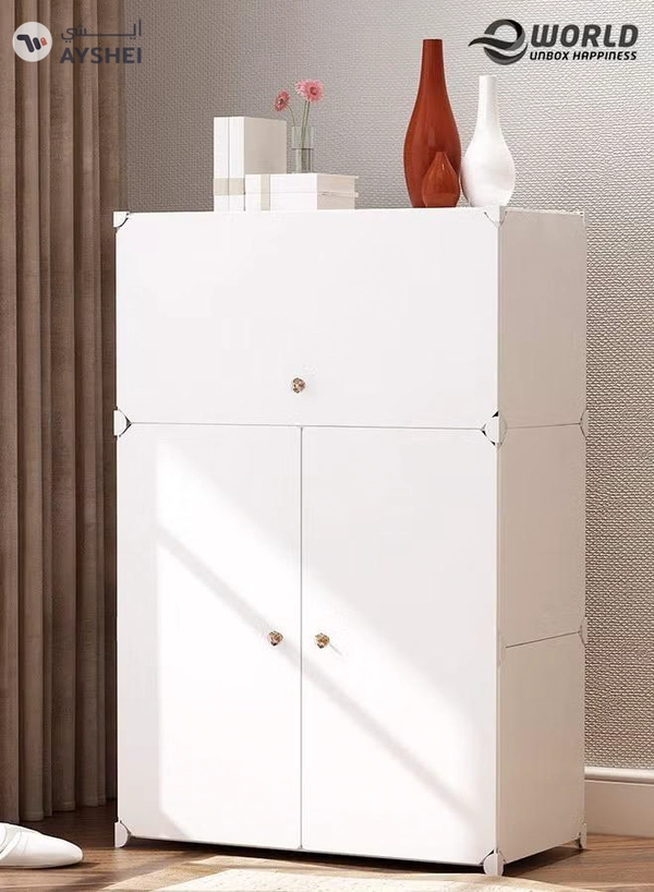 Eworld 3-Tier Stylish Plastic Shoe Organizer Rack for Entryway Hallway Storage Furniture