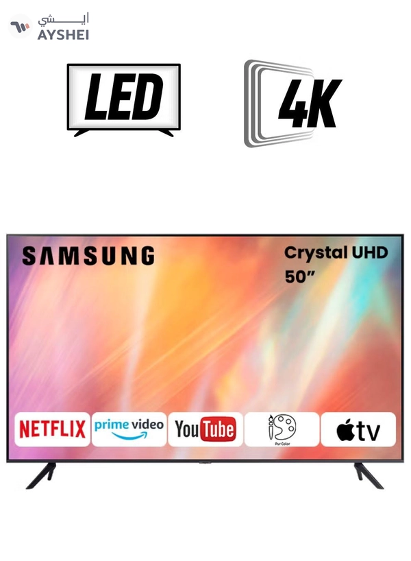 Samsung 50-Inch Crystal UHD Crystal Processor 4K Flat Smart TV UA50AU7000UXEG Titan Grey
