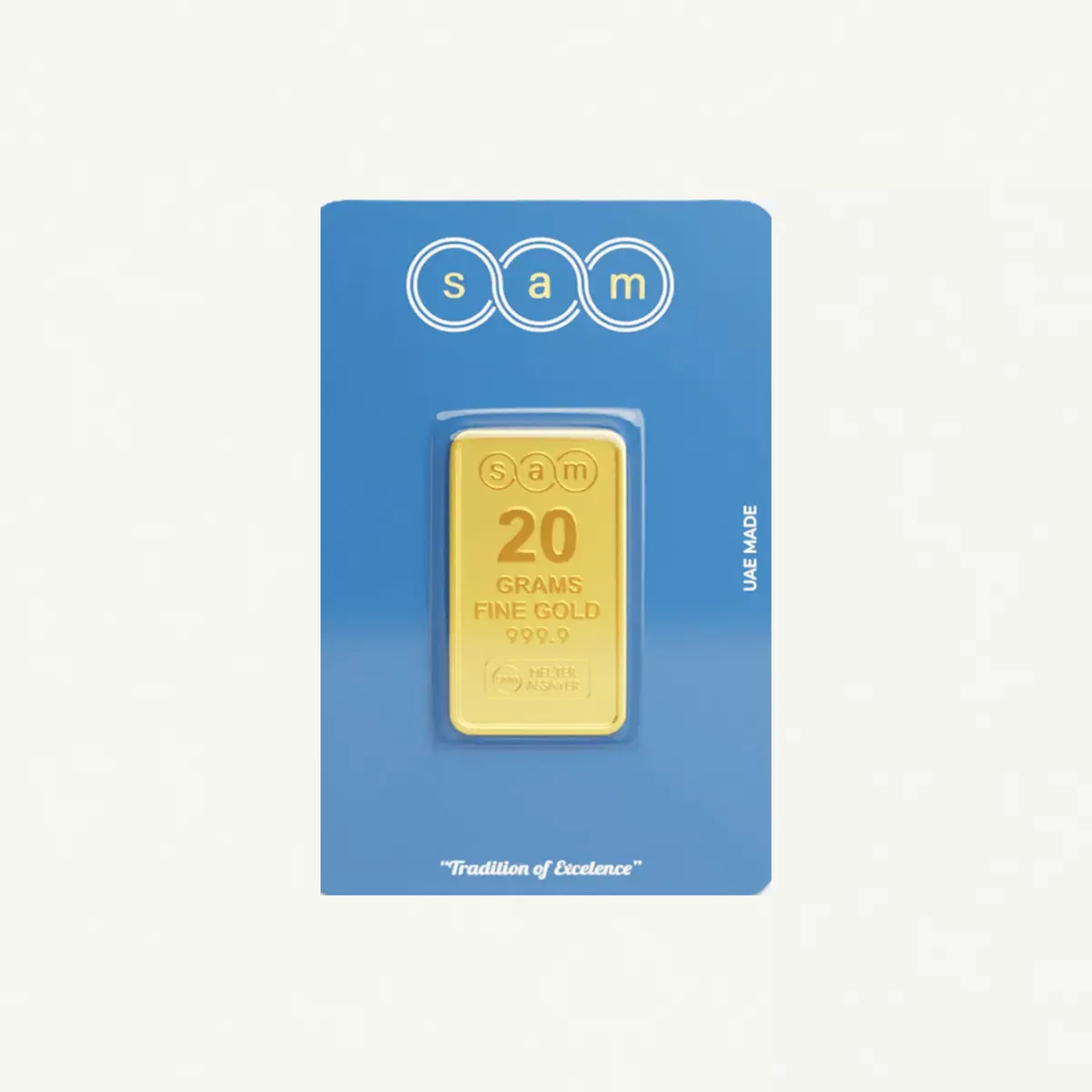 SAM MINTED BAR 20 GM 100% Authentic Approved by UAE Gold Delivery