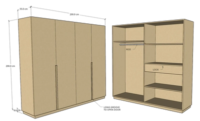 CF 4 Door Wardrobe, Custom Made-0