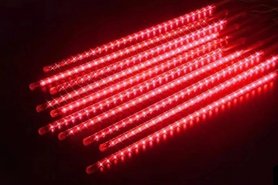 LED METEOR SHOWER RAIN LIGHTS-50CM-8TUBES/SET-RED-0