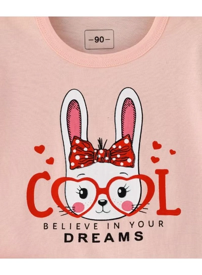 Babyqlo Printed T-Shirt And Shorts Set White/Pink-3