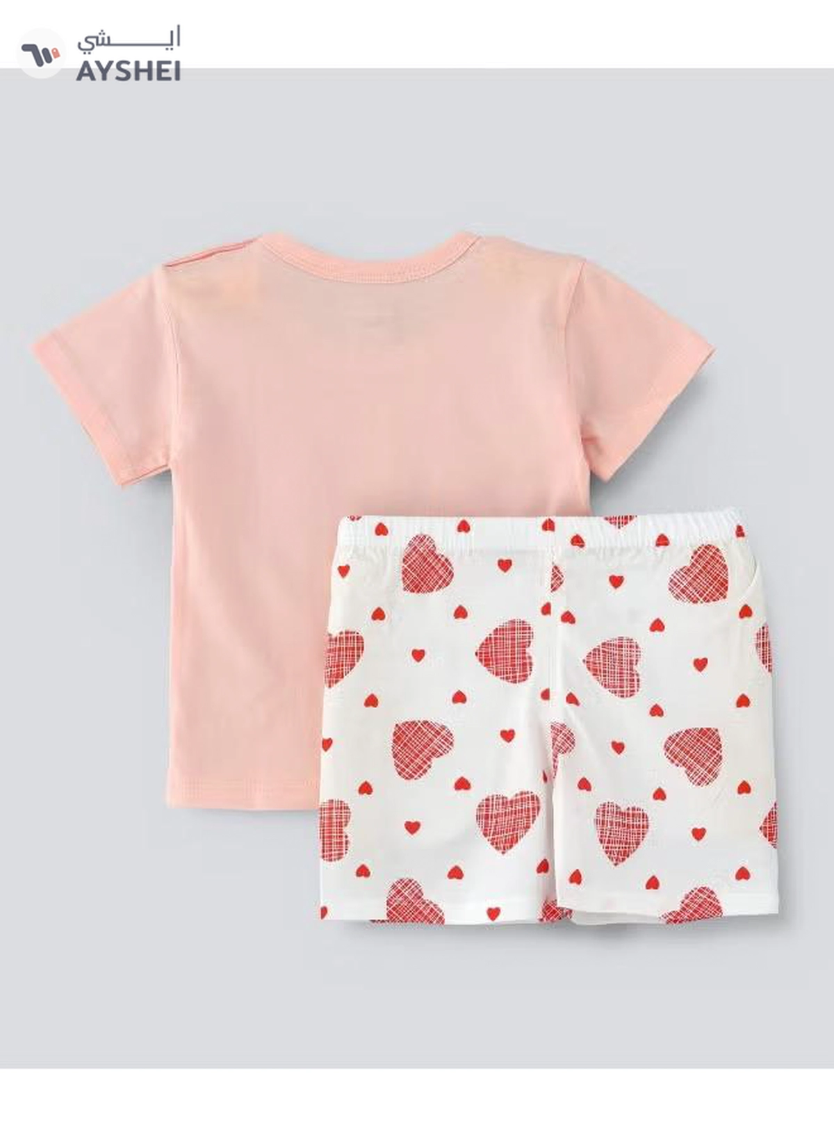 Babyqlo Printed T-Shirt And Shorts Set White/Pink-1-1
