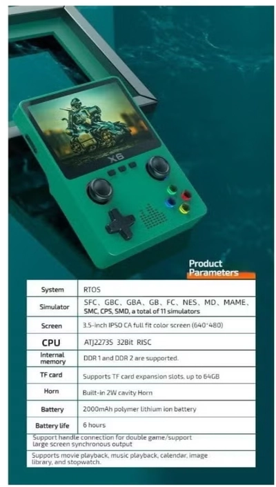 X6 HD Handheld Game Console - Portable Retro Gaming Console, Mini X6 Handheld with 32GB Storage, Built-In Classic Games, Long Battery Life, Perfect for On-the-Go Entertainment (Green)-4