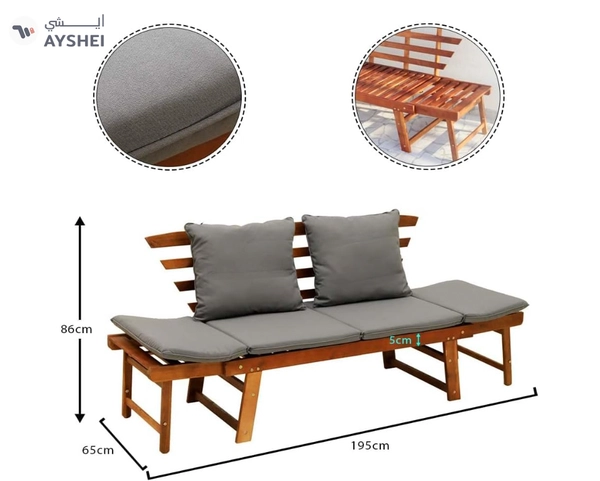 Yatai Decor Solid Acacia Wood Sofa Outdoor - Weather-Resistant Adjustable Patio For Poolside