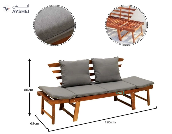 Yatai Decor Solid Acacia Wood Sofa Outdoor - Weather-Resistant Adjustable Patio For Poolside