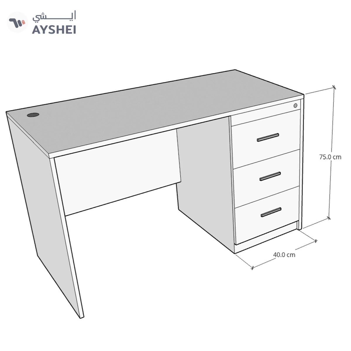 Desk with 3 drawers, Custom Made-2-2