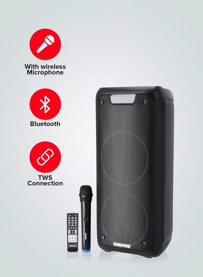 GEEPAS Rechargeable Professional Speaker 40000W PMPO With Wireless Microphone And Remote Control-0