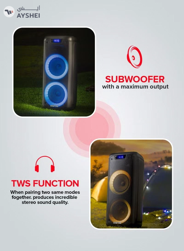 GEEPAS Rechargeable Professional Speaker 40000W PMPO With Wireless Microphone And Remote Control