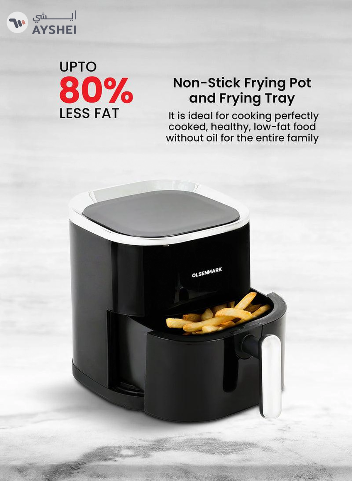 Olsenmark 3.5L Digital Air Fryer – Oil-Free Healthy Cooking with Non-Stick Pot & Tray-3-3