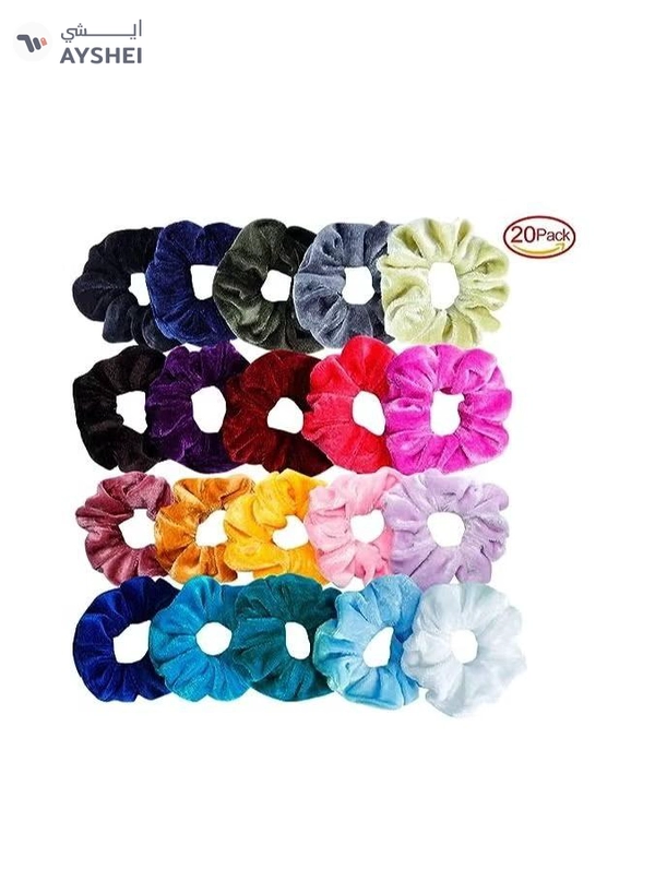 ORiTi 20 Pcs Hair Scrunchies Velvet Elastic Hair Bands Scrunchy Hair Ties Ropes 