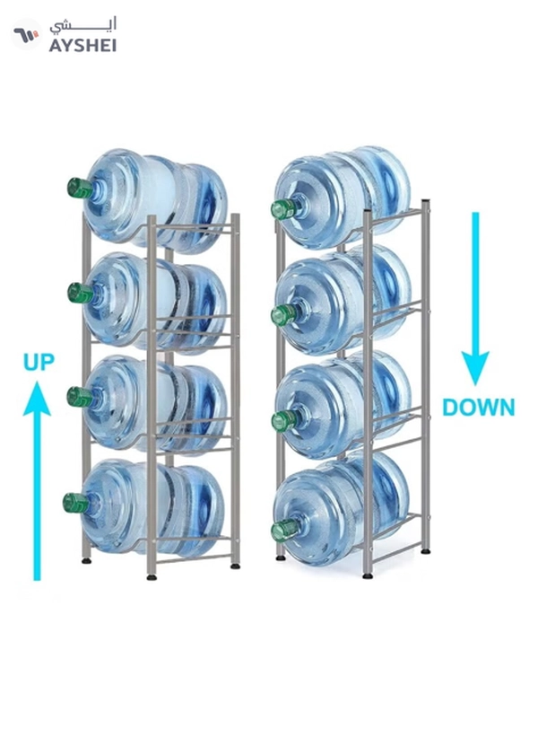 DubaiGallery 4-Tier Water Bottle Holder Cooler Jug Rack, 5 Gallon Water Bottle Storage Rack Detachable Heavy Duty Chrome Water Bottle Cabby Rack Caddy Carrier with Holder