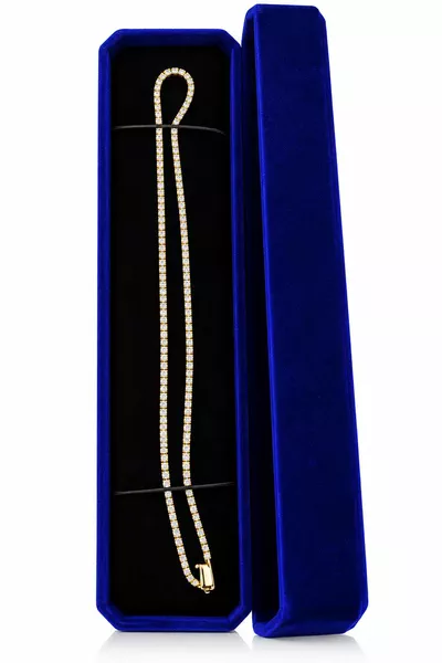18K Yellow Gold Natural Diamond Tennis Necklace - 3.00 Carat Approx. - Round Brilliant Cut - G-H Color SI-I Clarity - Fine Diamond Necklace-1