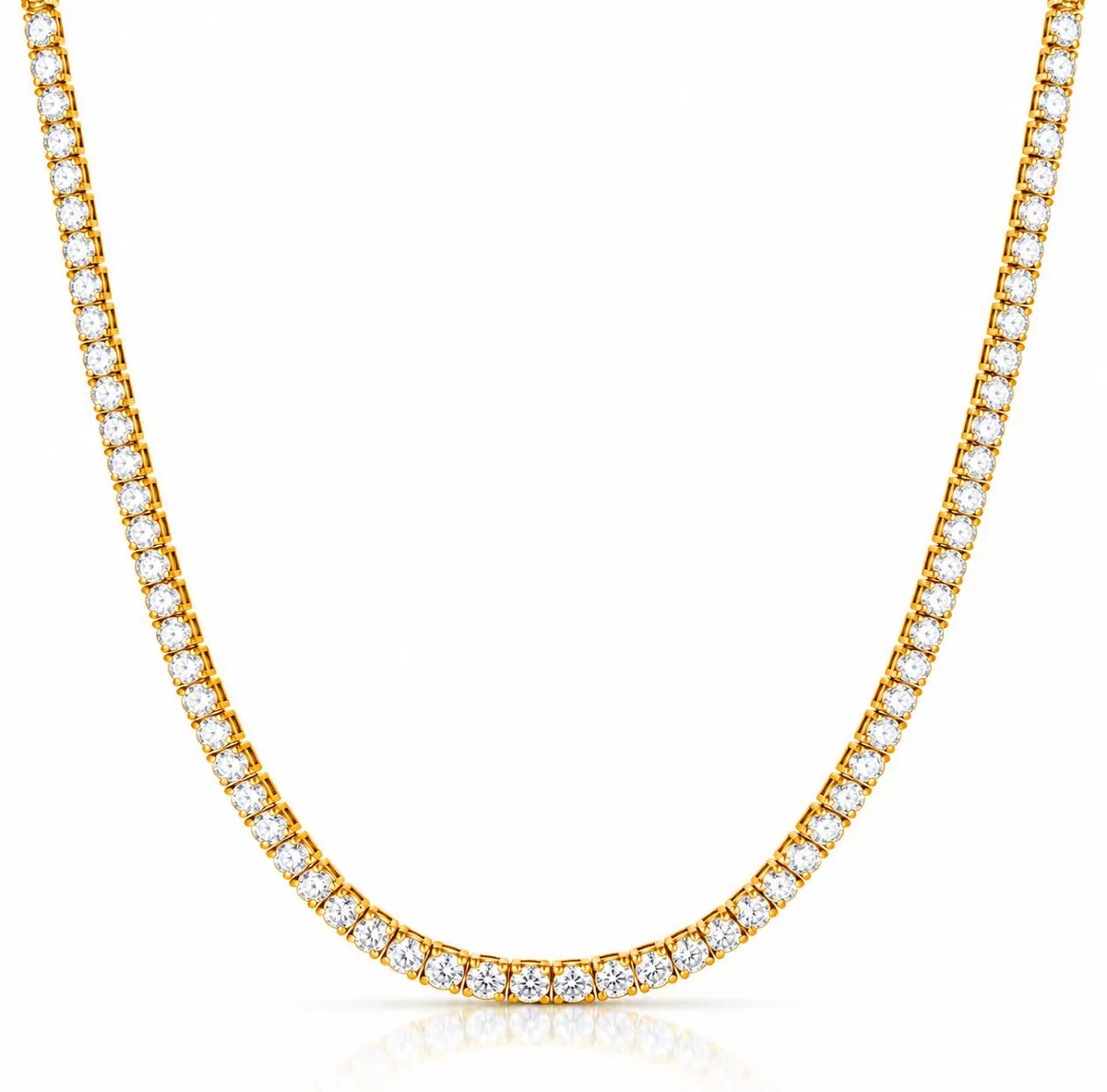 18K Yellow Gold Natural Diamond Tennis Necklace - 3.00 Carat Approx. - Round Brilliant Cut - G-H Color SI-I Clarity - Fine Diamond Necklace
