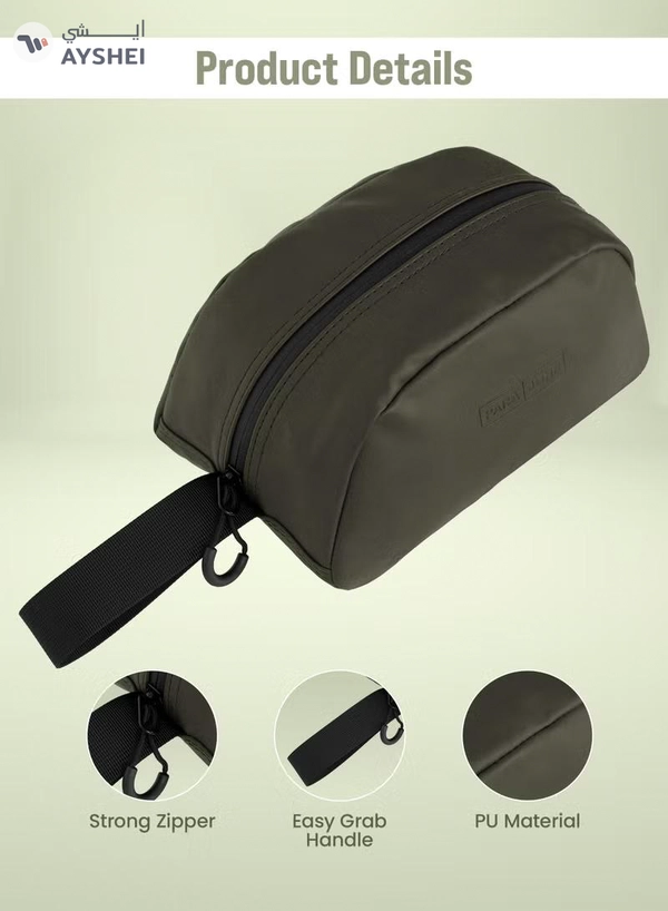 PARAJOHN Solid Wrist Bag With Strap and Zip Closure Green