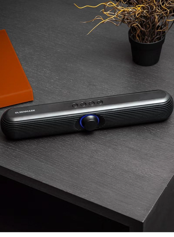  Olsenmark Wireless Speaker Bluetooth FM USB TF Card AUX Input TWS 2x5W Speaker Mini Sound Bar for PC Home Theater