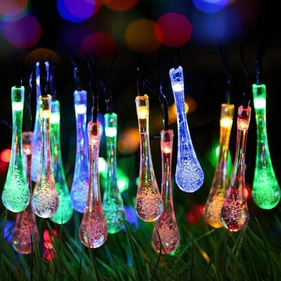 SOLAR POWERED WATER DROP LIGHTS WITH 8 MODES 10M 100LED-0