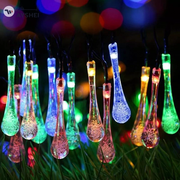 SOLAR POWERED WATER DROP LIGHTS WITH 8 MODES 10M 100LED